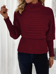 Women's Sweater  KnitPullover High Neck Long Sleeveswear