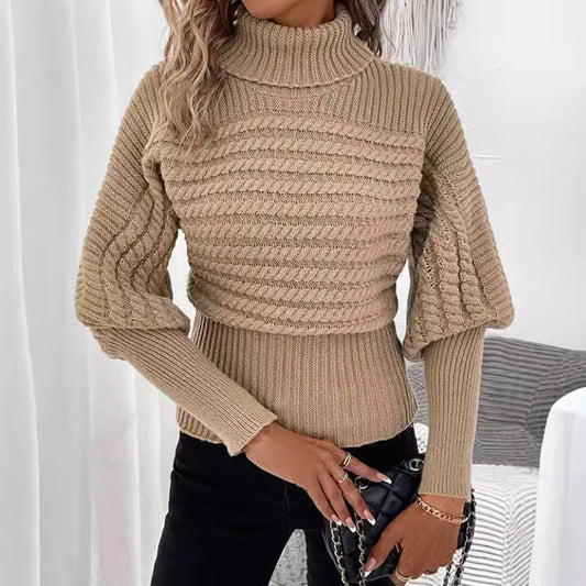 Women's Sweater  KnitPullover High Neck Long Sleeveswear