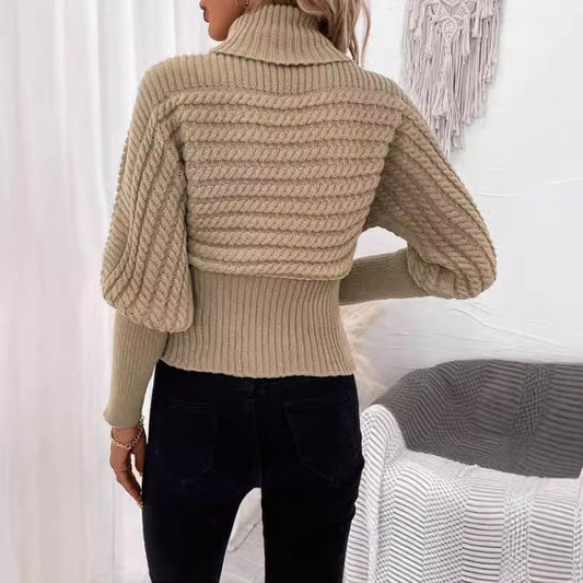 Women's Sweater  KnitPullover High Neck Long Sleeveswear