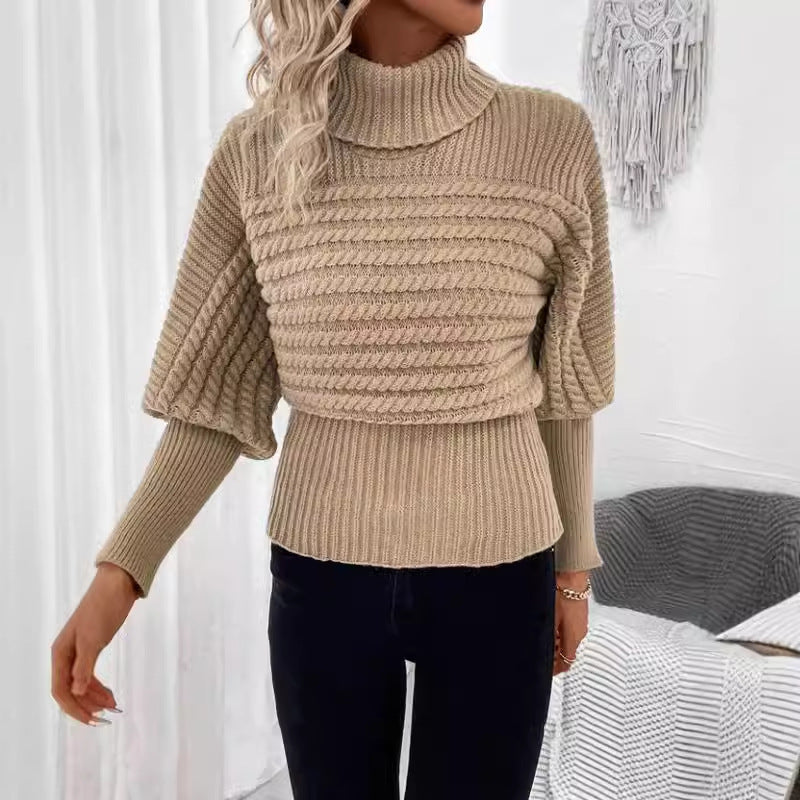 Women's Sweater  KnitPullover High Neck Long Sleeveswear