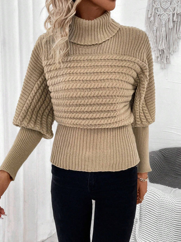 Women's Sweater  KnitPullover High Neck Long Sleeveswear