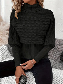 Women's Sweater  KnitPullover High Neck Long Sleeveswear